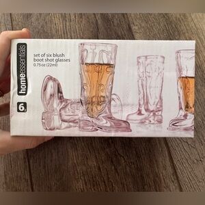 Home Essentials Pink Cowboy Cowgirl Boot 👢Shot Glass Collection 6 Piece Set NEW